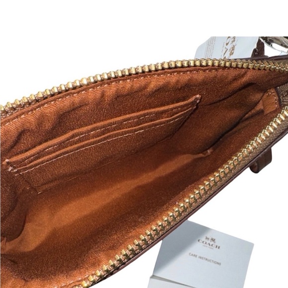 Coach Signature Tan Wristlet Clutch - Picture 4 of 9